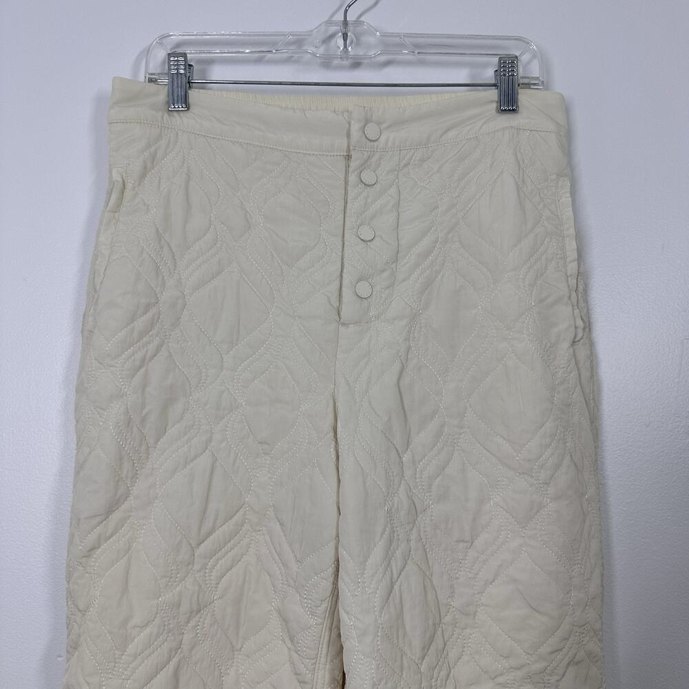 Fabletics Womens L Apres Ski Egret Nylon Quilted Tapered Ivory Jogger Pants - Picture 2 of 7